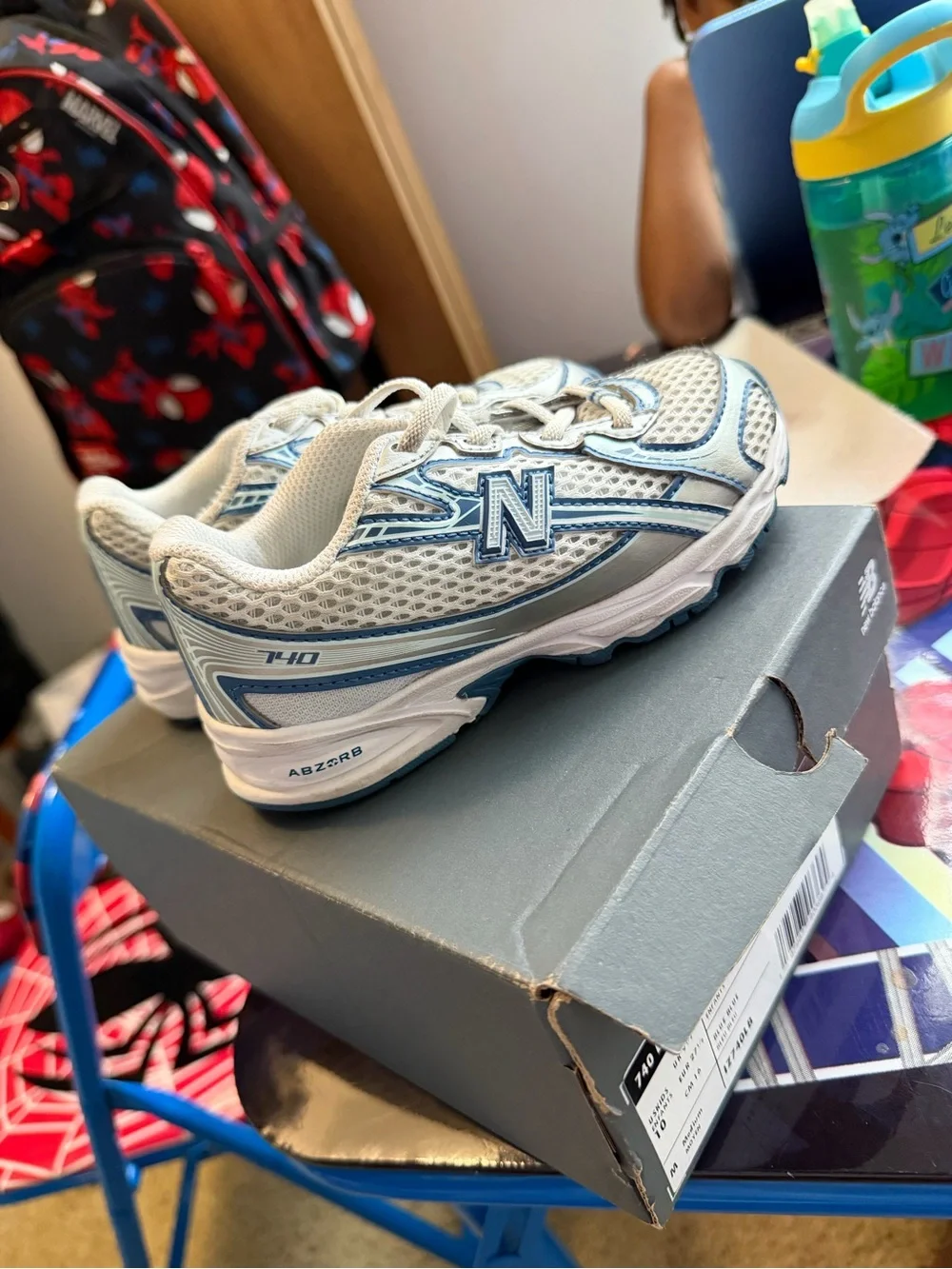 New Balance Kids' 740 Athletic Sneakers in Light Gray and Blue